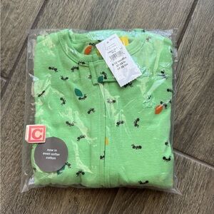 Old Navy Green Ant Print Baby Sleep N Play Footed Onesie 6-12 Months